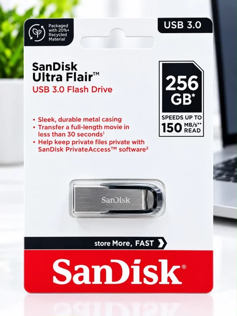 فلش مموری سن دیسک USB 3.2 مدل Ultra Luxe CZ74 ظرفیت 256 گیگابایت سرعت 400MB/s